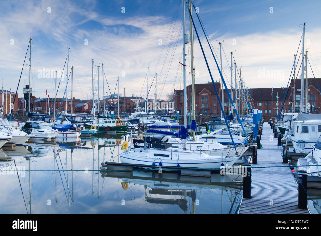 Hull Marina in the city of Hull (Kingston-upon-Hull) in the East Riding of Yorkshire, England, UK. Stock Photo