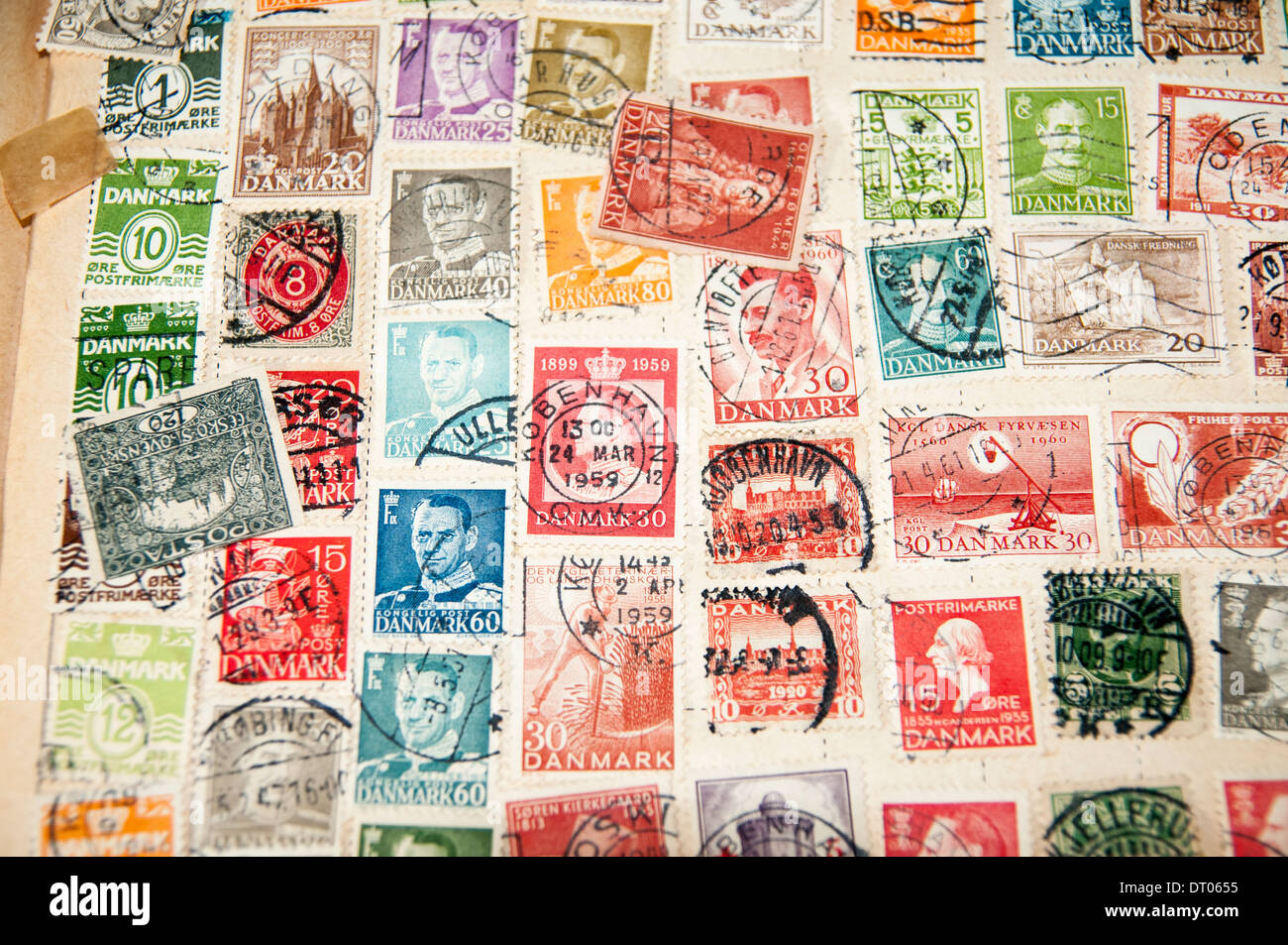 Album with Hinged Danish Stamp collection Stock Photo Alamy