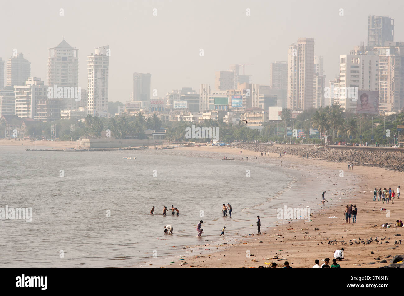View of beach on Marine Drive Mumbai Stock Photo