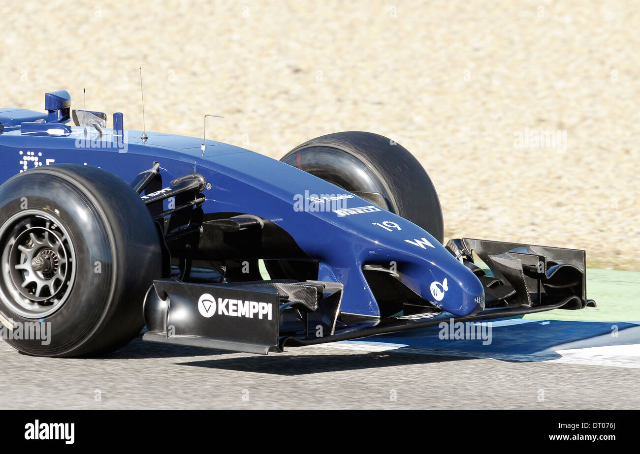 front wing, nose of the Williams FW36 of Felipe Massa (ITA) during Formula One Tests, Jerez, Spain Feb.2014 Stock Photo