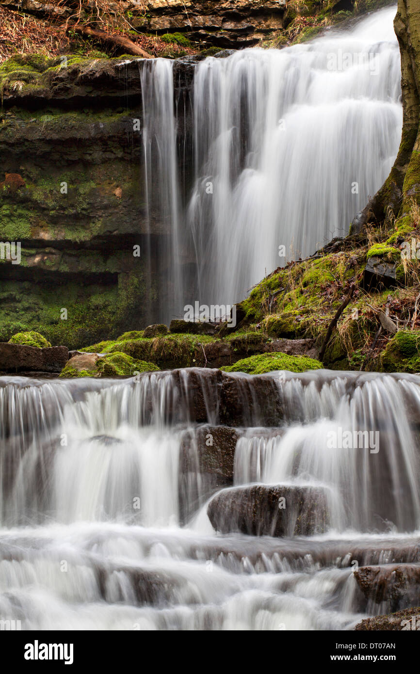 Scaleber Force or Foss Waterfall near Settle North Yorkshire England Stock Photo