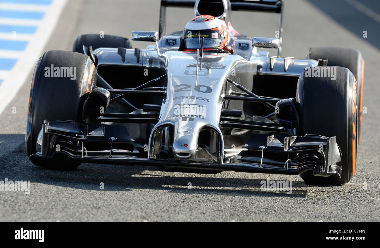 front wing, nose of the McLaren MP4-29 of Kevin Magnussen (DK) during Formula One Tests, Jerez, Spain Feb.2014 Stock Photo
