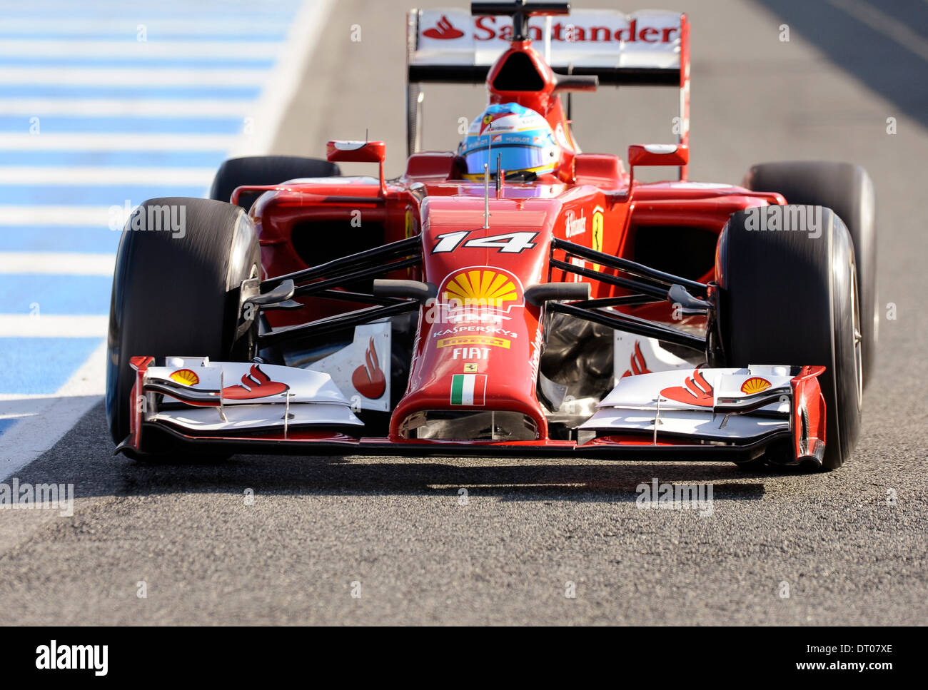 Nose of the Ferrari F14 T of Fernando Alonso (ESP) during Formula One Tests, Jerez, Spain Feb.2014 Stock Photo