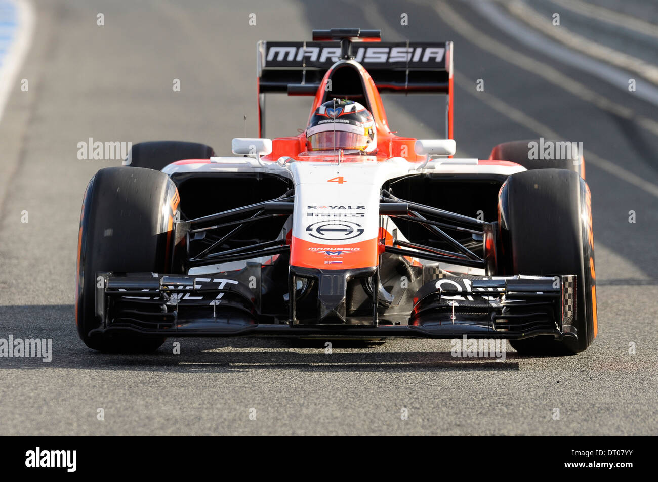 Front wing, Max Chilton (GBR), Marussia MR03 during Formula One Tests, Jerez, Spain Feb.2014 Stock Photo