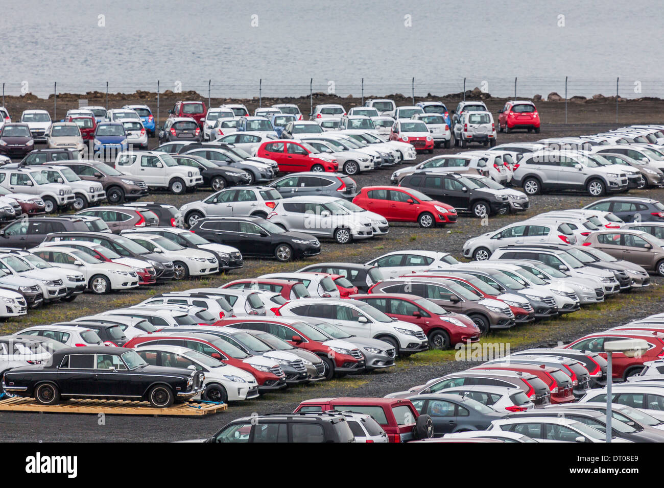 Parking lot with new cars, Reykjavik, Iceland Stock Photo Alamy