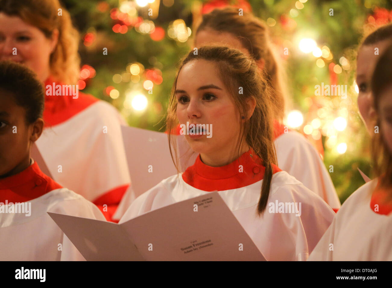 Ely Cathedral Girls Choir Rehearsing For The Christmas Carol Service