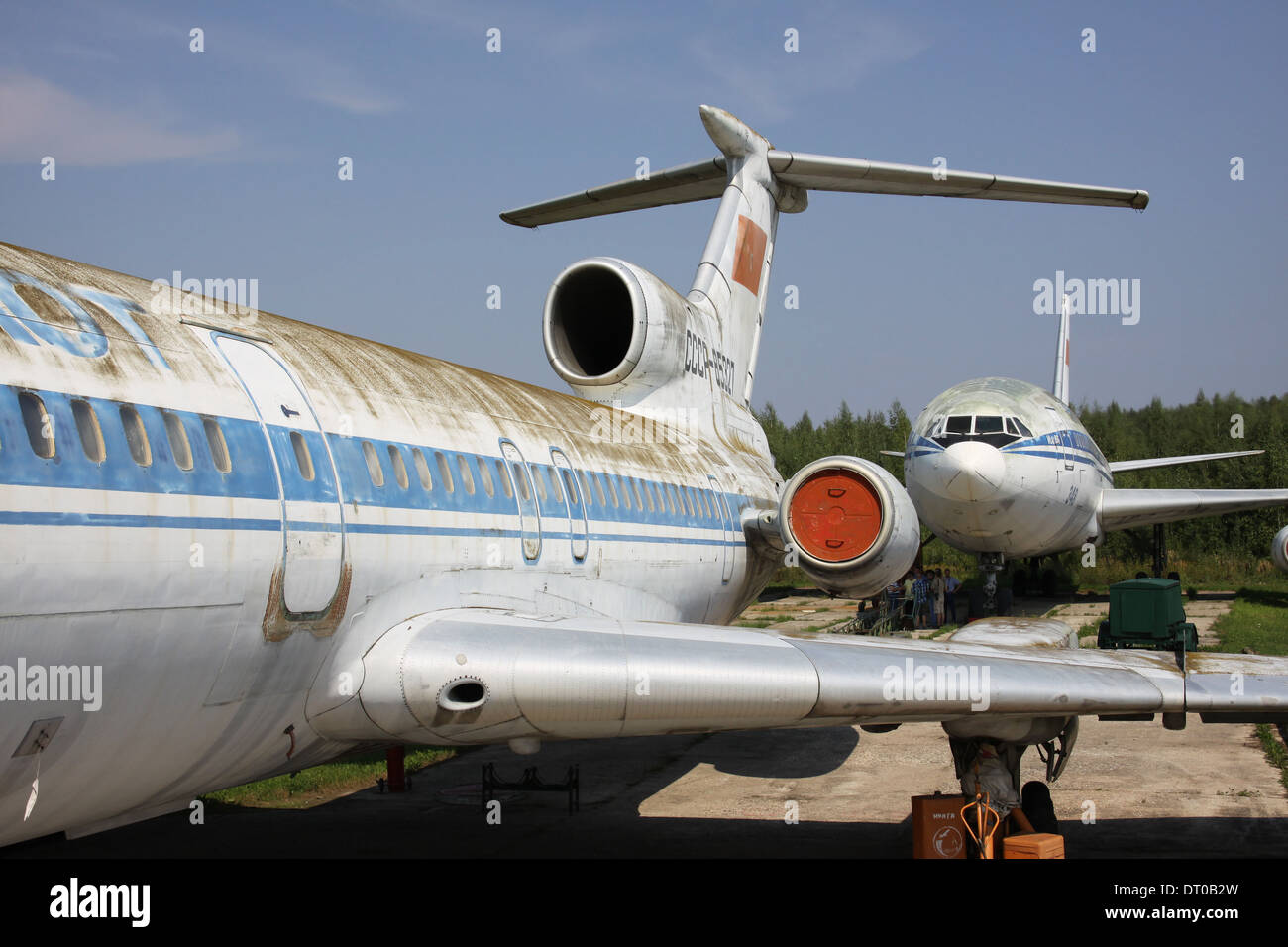 Two Russian Airliners rotting away at Moscow SVO Airport Stock Photo