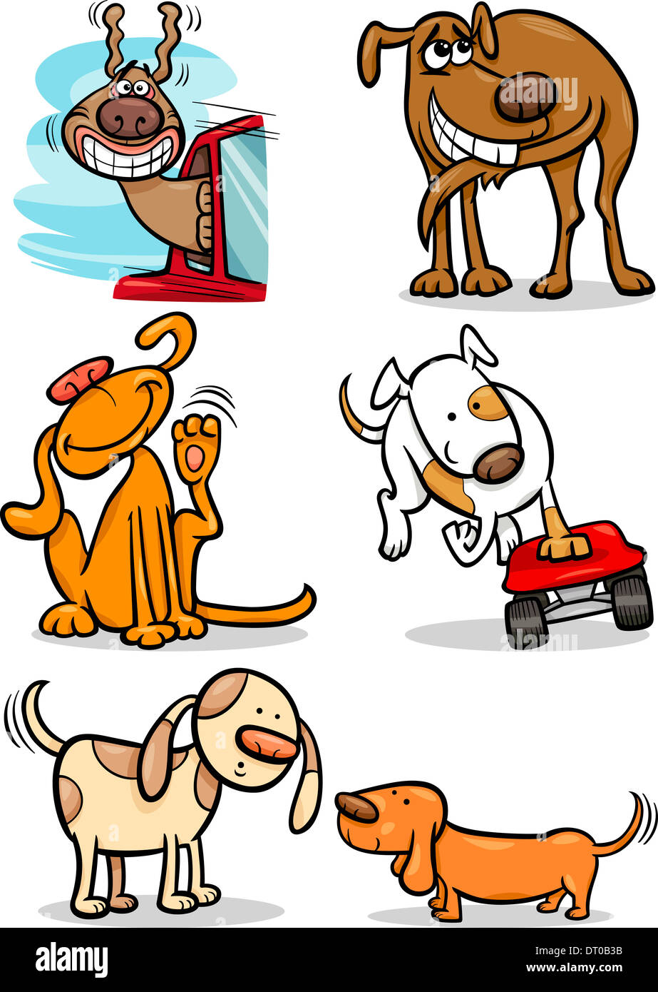 Cartoon Illustration of Funny Cute Dogs Set Stock Photo - Alamy