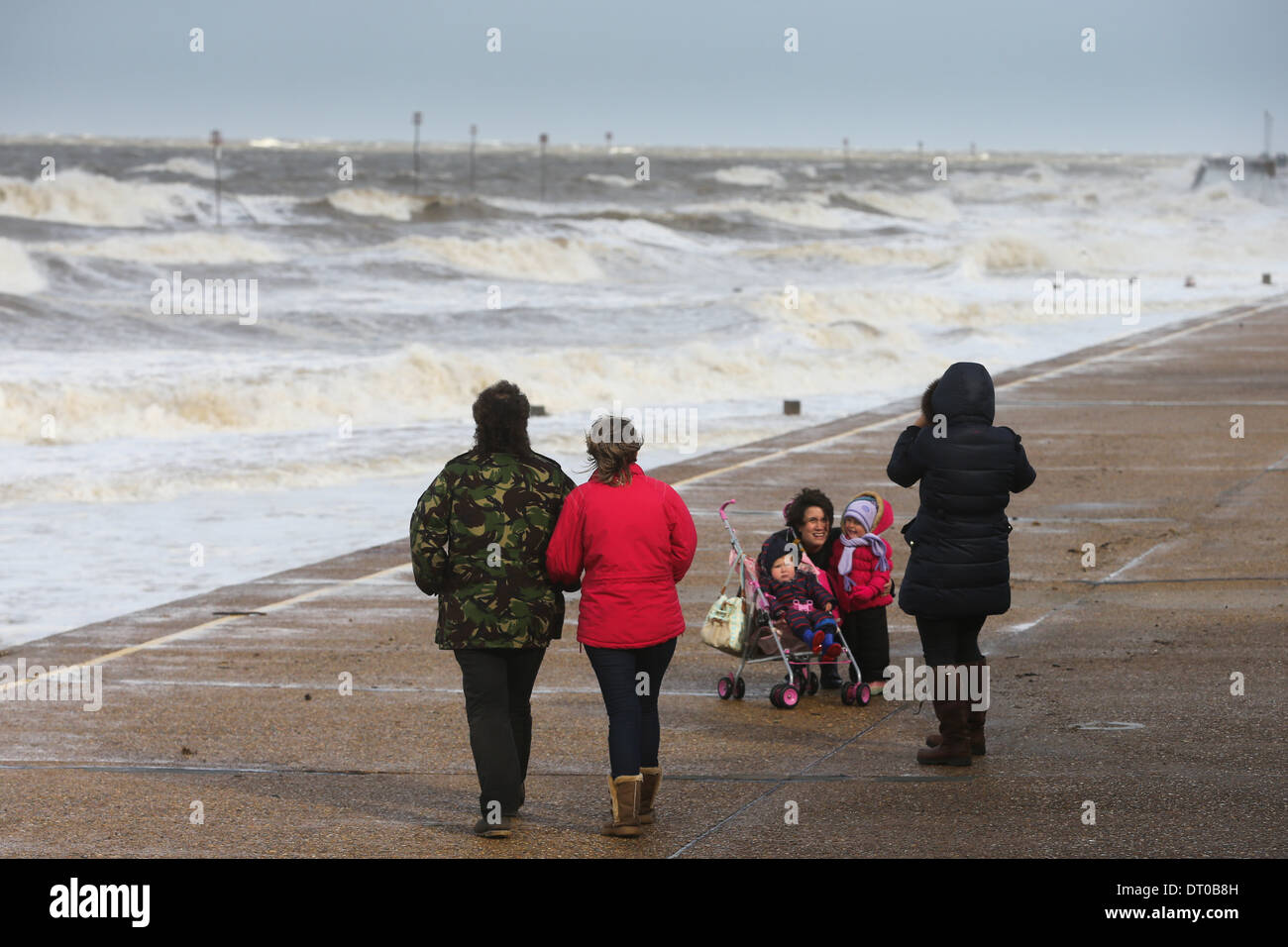 HIGH TIDE AND STORMY WEATHER AT THE SEASIDE TOWN OF HUNSTANTON NORFOLK