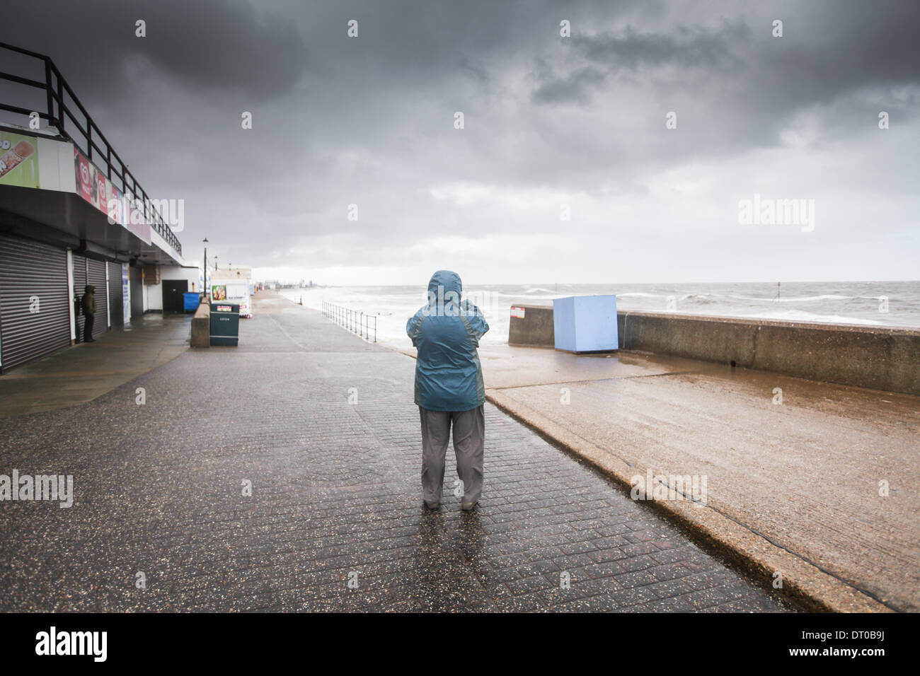 HIGH TIDE AND STORMY WEATHER AT THE SEASIDE TOWN OF HUNSTANTON NORFOLK