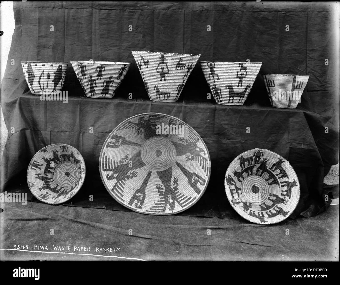 Collection of Pima Indian baskets (waste baskets), ca.1900 Stock Photo