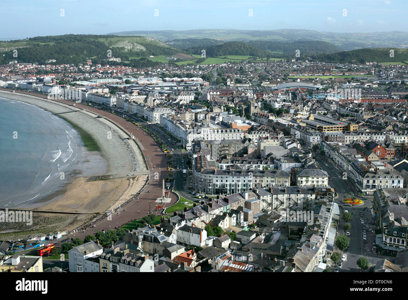 View of Llandudno town centre (foreground) from the Great Orme. Stock Photo