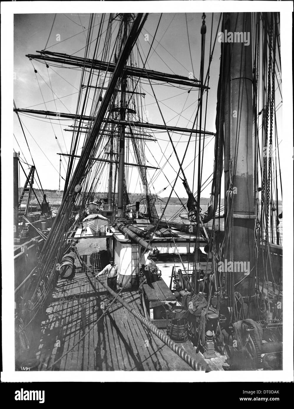 Deck of sailing ship at Port Los Angeles, ca.1905 Stock Photo Alamy