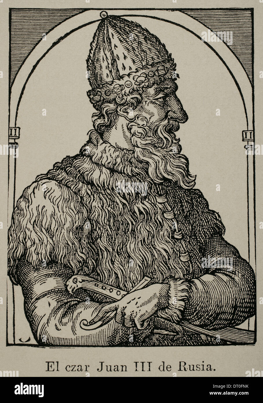 Ivan III of Russia (1440-1505). Grand Prince of Moscow. Engraving of an unknown author. Stock Photo