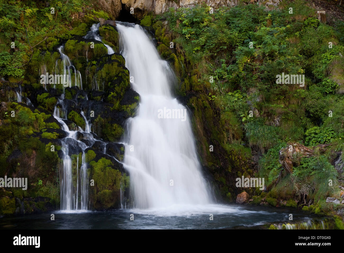 Waterfall of Jaun, Gruyere, Switzerland. Stock Photo