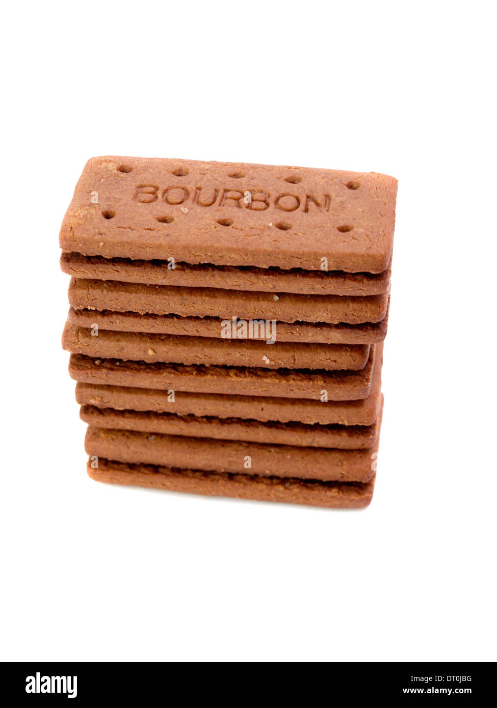 Stack of Bourbon biscuits Stock Photo