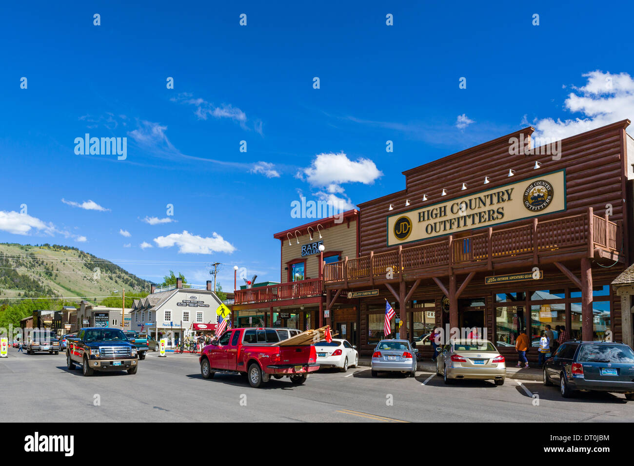 Broadway in downtown Jackson, Wyoming, USA Stock Photo