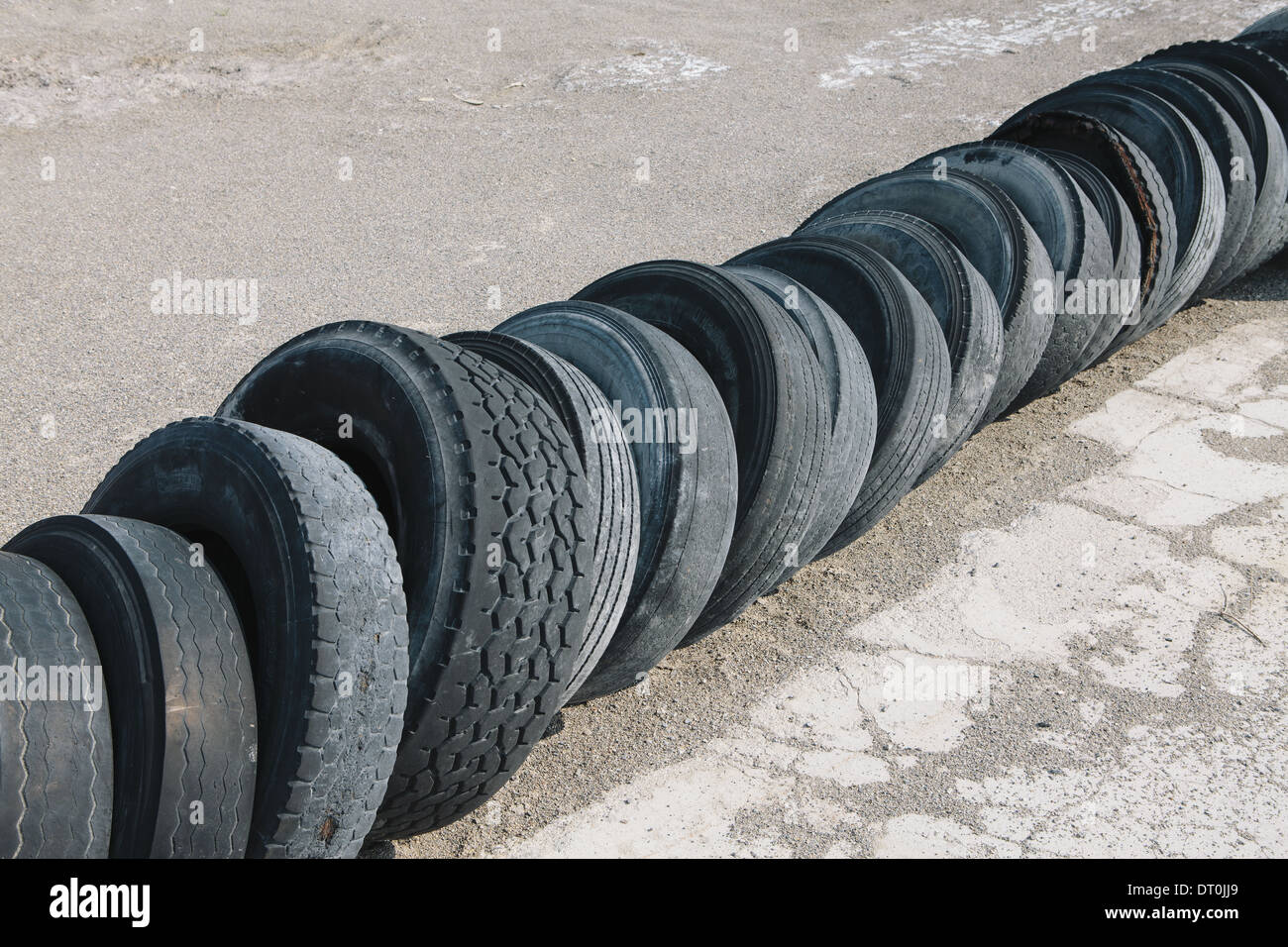 Utah USA Row of discarded tires Stock Photo