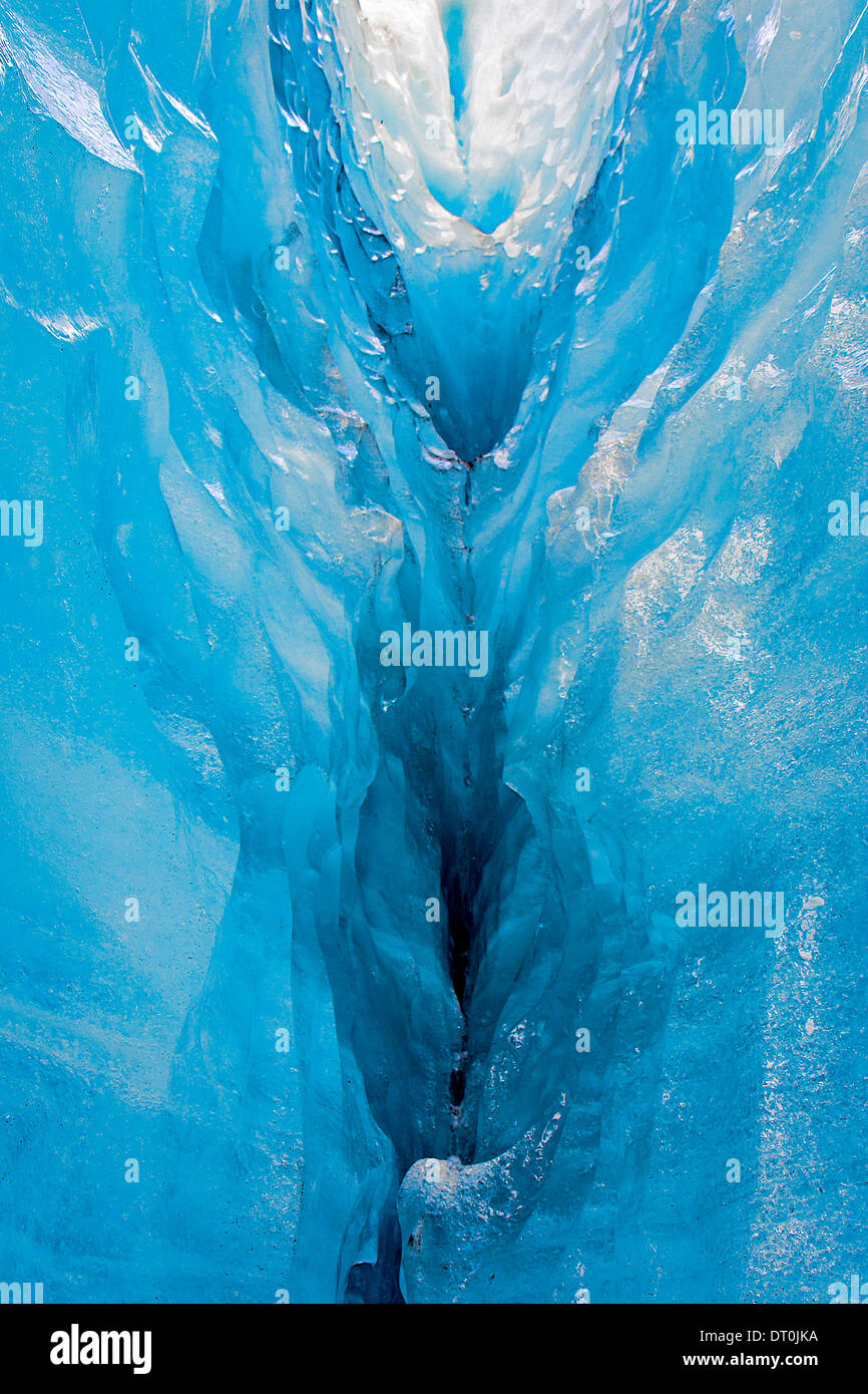 Inside glacier crevice Stock Photo