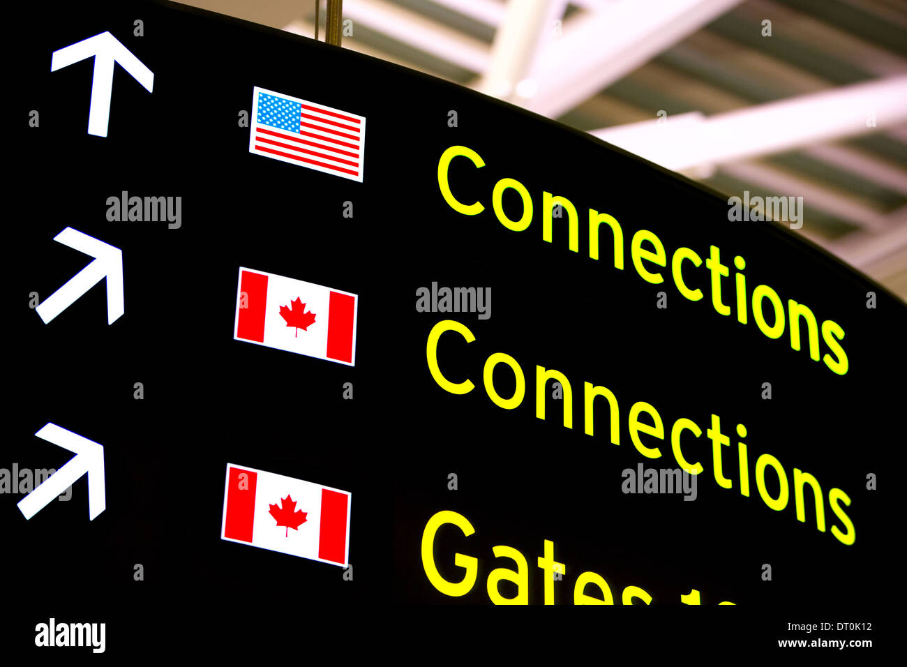 Close up of an airport's Connections sign Stock Photo