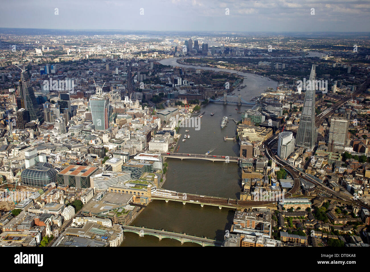 Aerial view of London looking east Stock Photo - Alamy