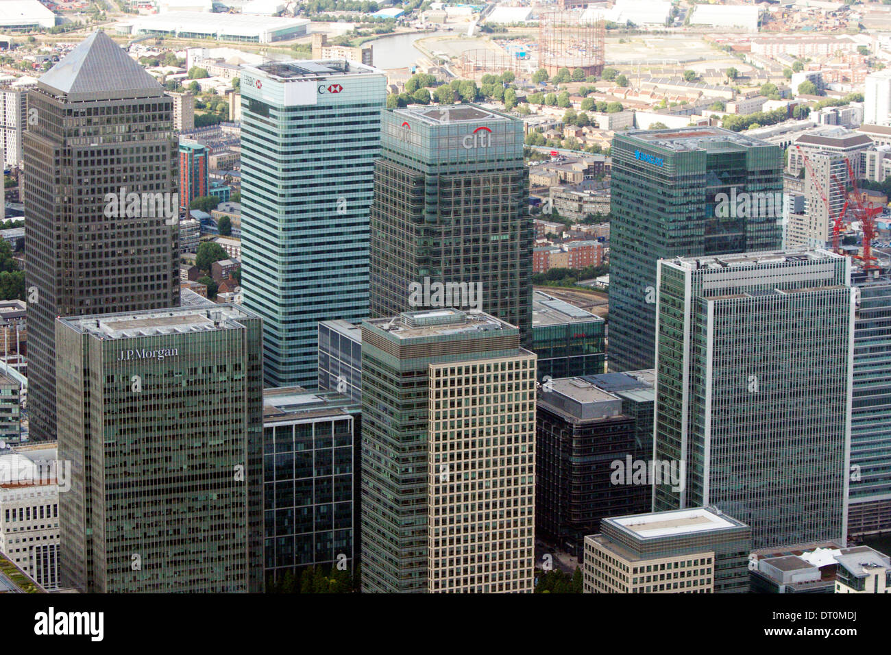Aerial view of London - Docklands and Canary wharf Stock Photo - Alamy