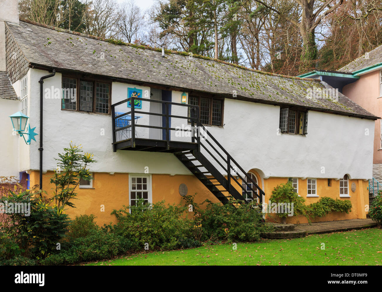 Old cottage in the Italian style holiday village of Portmeirion, Gwynedd, North Wales, UK, Britain Stock Photo