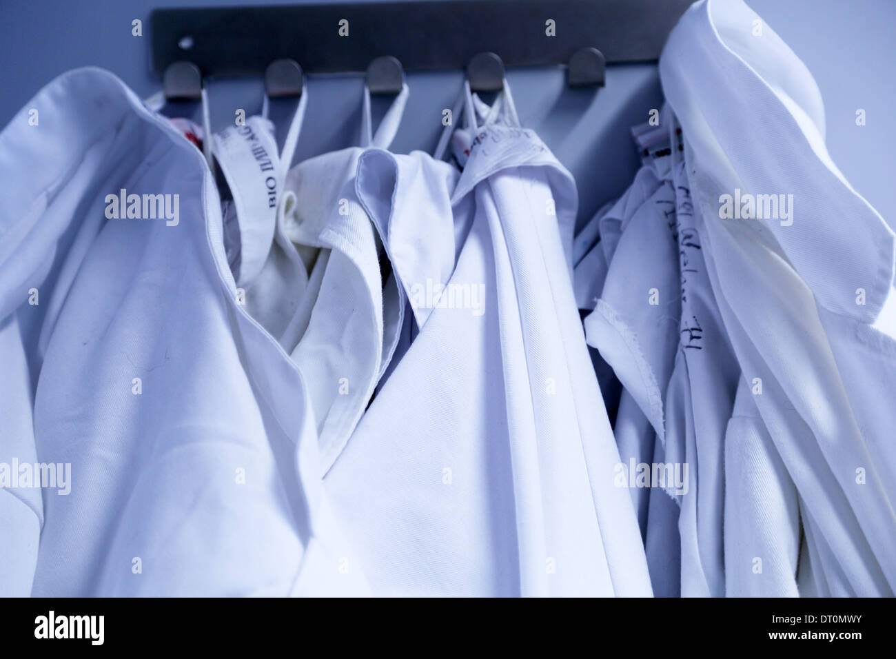 lab coats in a lab Stock Photo