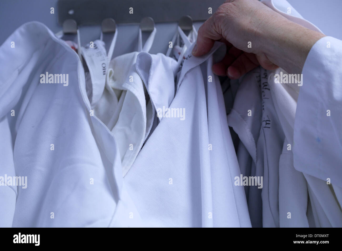 lab coats in a lab Stock Photo