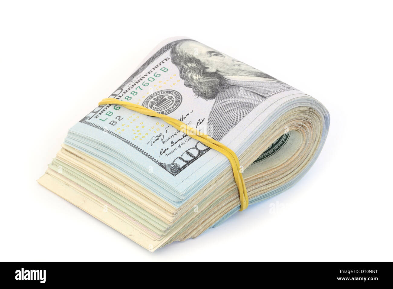 Pack of dollar bills on white background Stock Photo