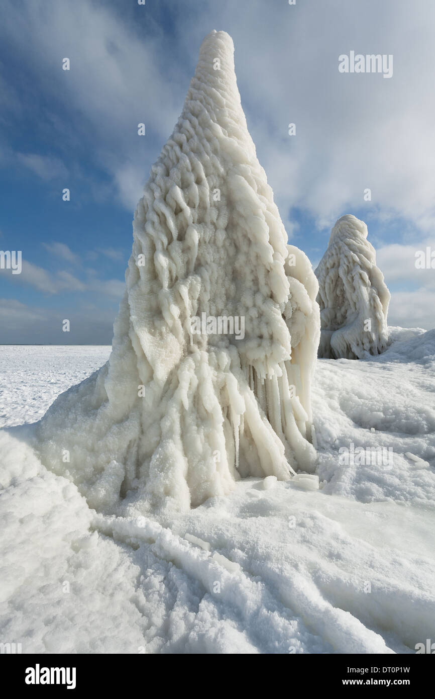 sea ice natural storm sculptures Stock Photo