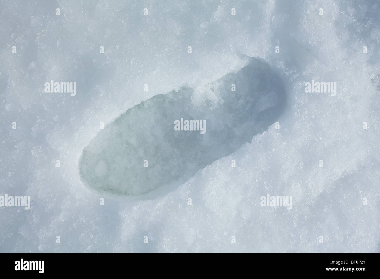 snow footprint above concept one Stock Photo