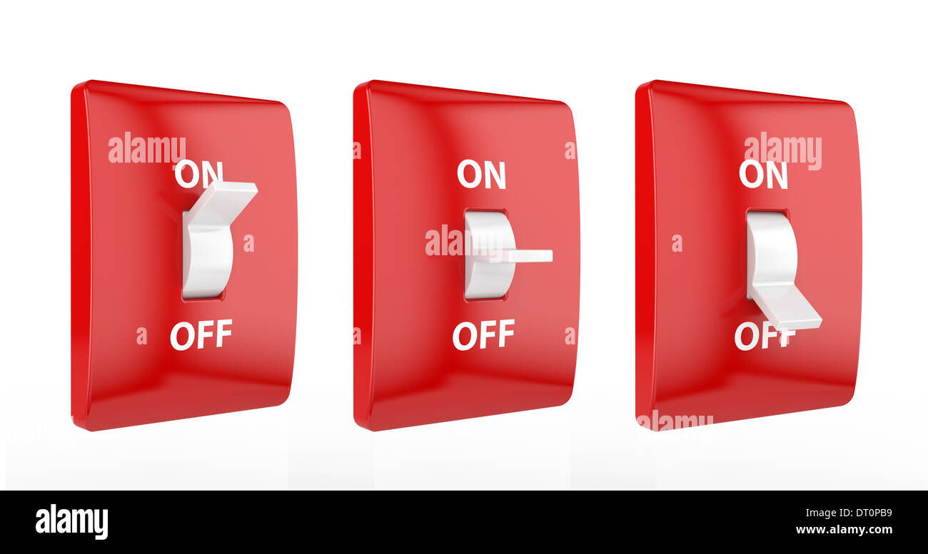 3d render of electric red switch isolated on white background Stock