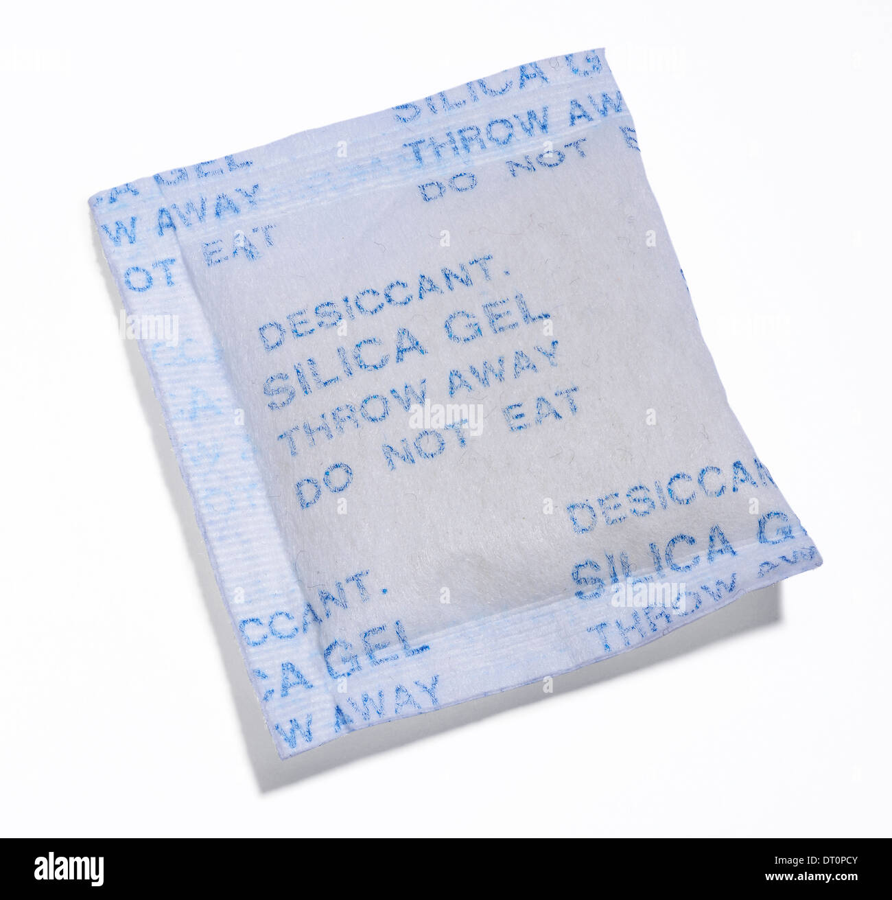 Small packet of silica gel desiccant Stock Photo