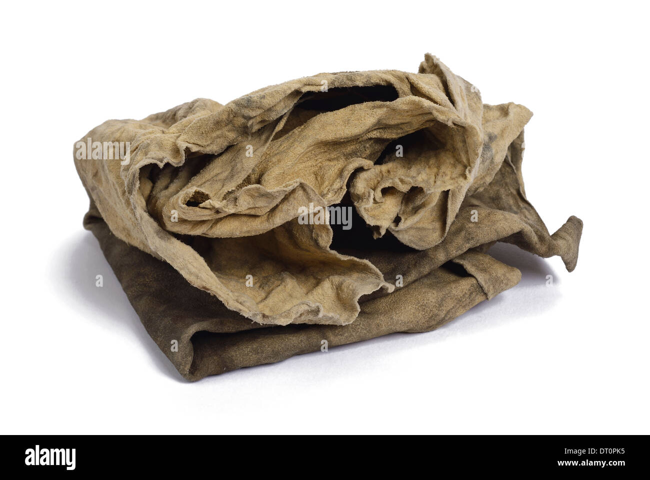 Old worn car chamois leather cloth Stock Photo