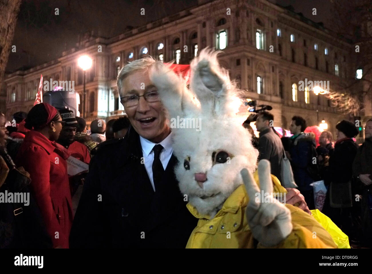 London, UK. 5th February 2014. Gay rights protest against Russian Olympics sponsors outside Downing street, London. Paul O Grady Credit:  Rachel Megawhat/Alamy Live News Stock Photo