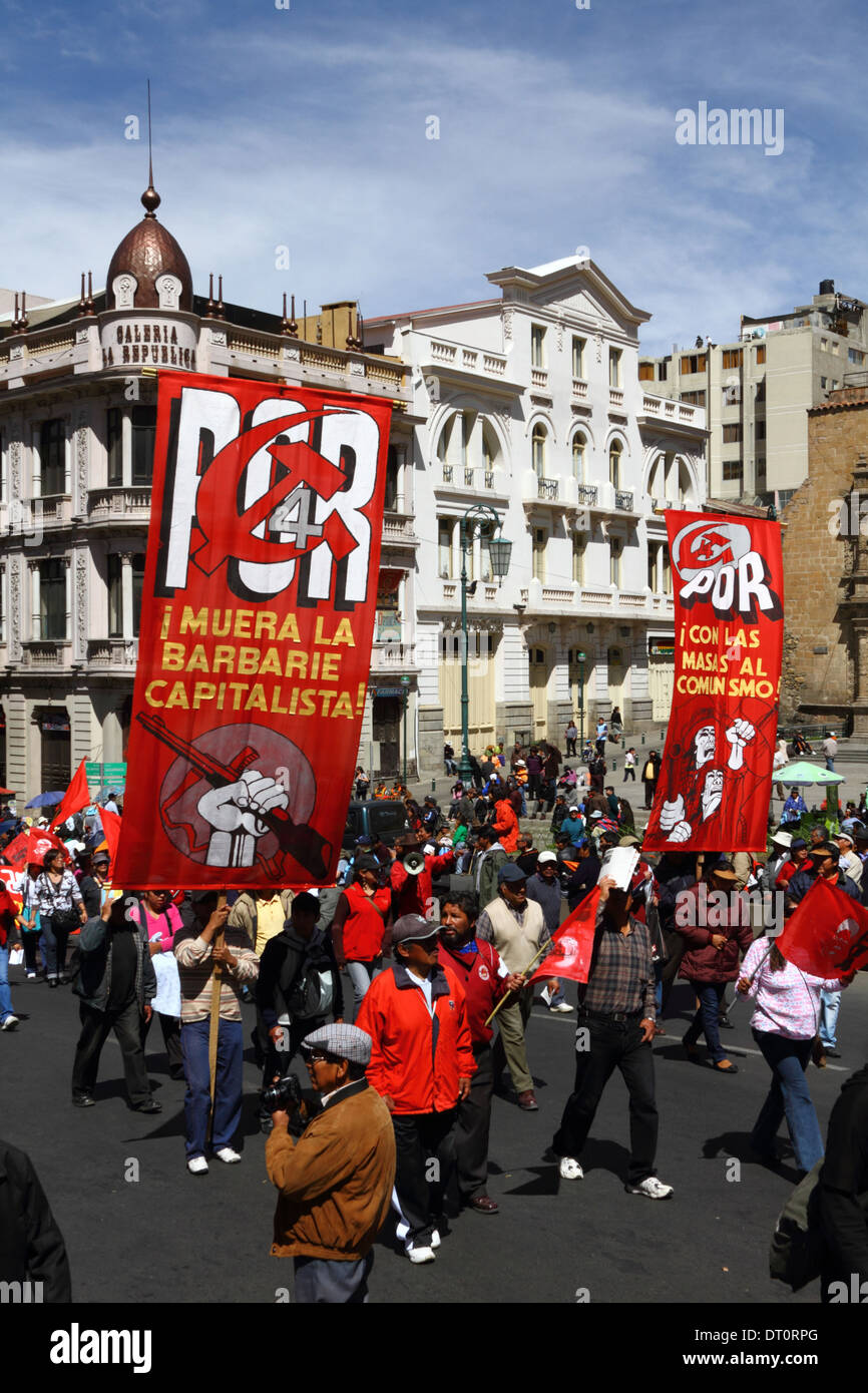 Members of the Revolutionary Workers Party (POR) during a protest march ...