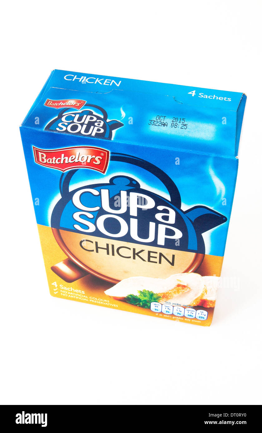 Packet of Batchelors Cup a Soup Chicken Flavour on a White Background, UK Stock Photo