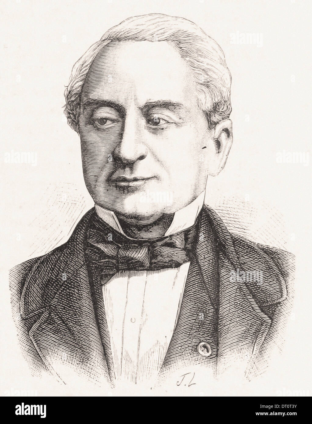Portrait of Schneider - French engraving XIX th century Stock Photo
