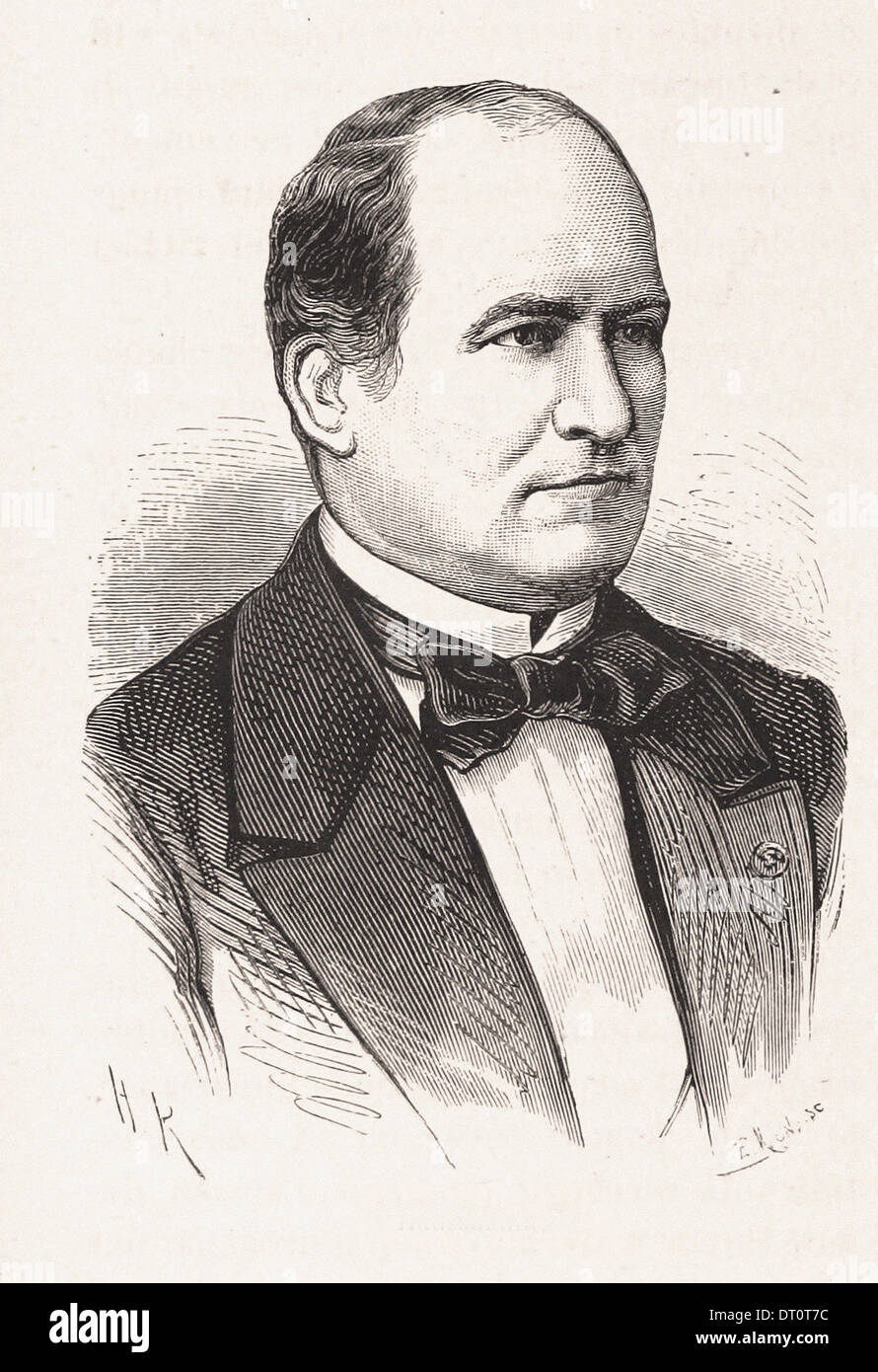 Portrait of Baron Haussmann - French engraving XIX th century Stock Photo