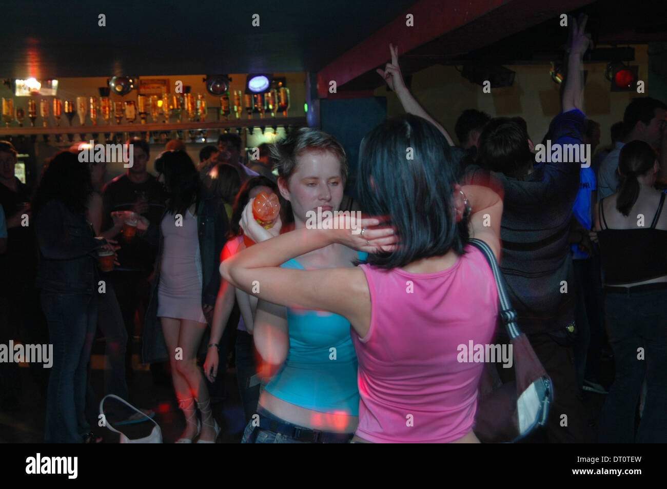 Young clubbers dance in Karlovy Lazne nightclub in old town Stare Mesto Prague Czech Republic Stock Photo