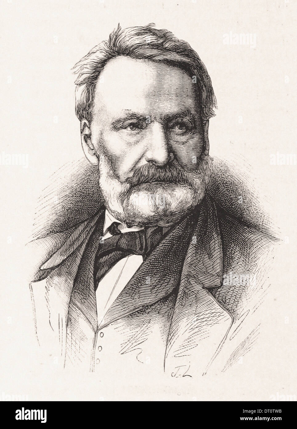 Portrait of Victor Hugo - French engraving XIX th century Stock Photo