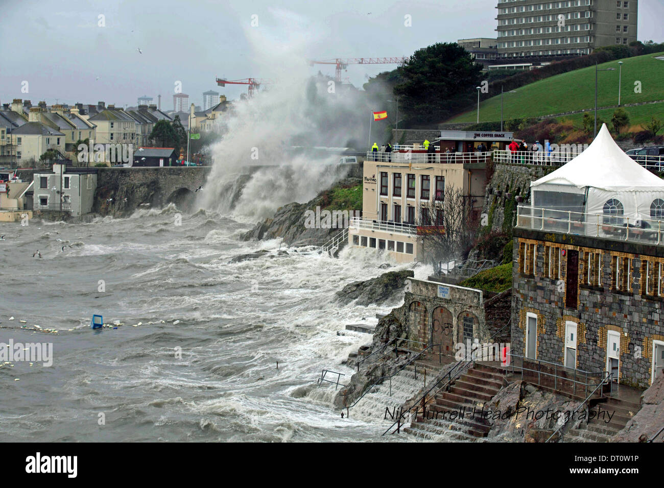 Storm waves Plymouth Hoe Devon UK Stock Photo