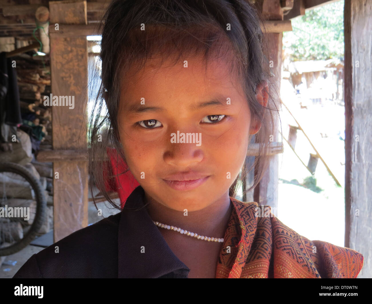 LAOS Girl in northern village. Photo Tony Gale Stock Photo - Alamy