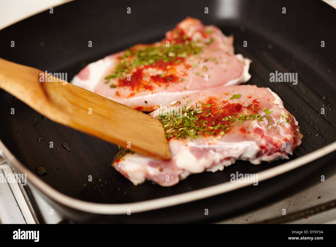 food, aliment, closeup, ham, slices, fried, cooked, pork, pan, frying-pan  Stock Photo - Alamy