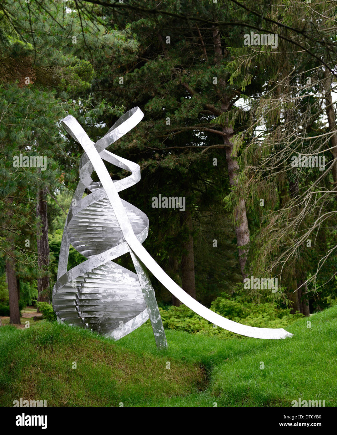 dna double helix sculpture installation What is Life national botanic garden dublin ireland sculptor Charles Jencks commemorate Stock Photo