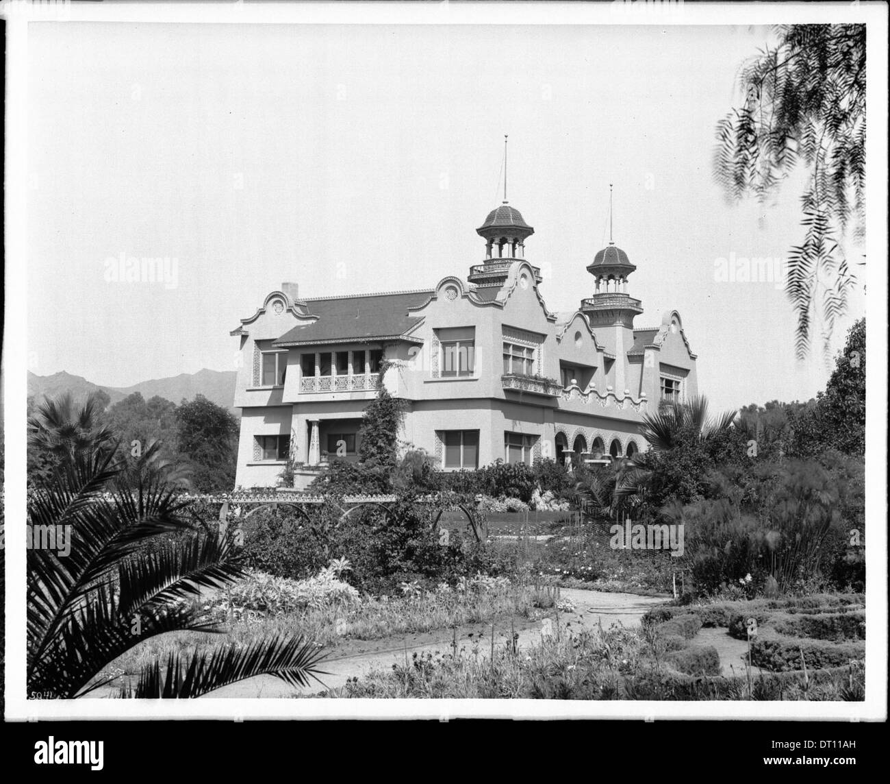 Exterior view of Paul deLongpre residence and garden, Hollywood