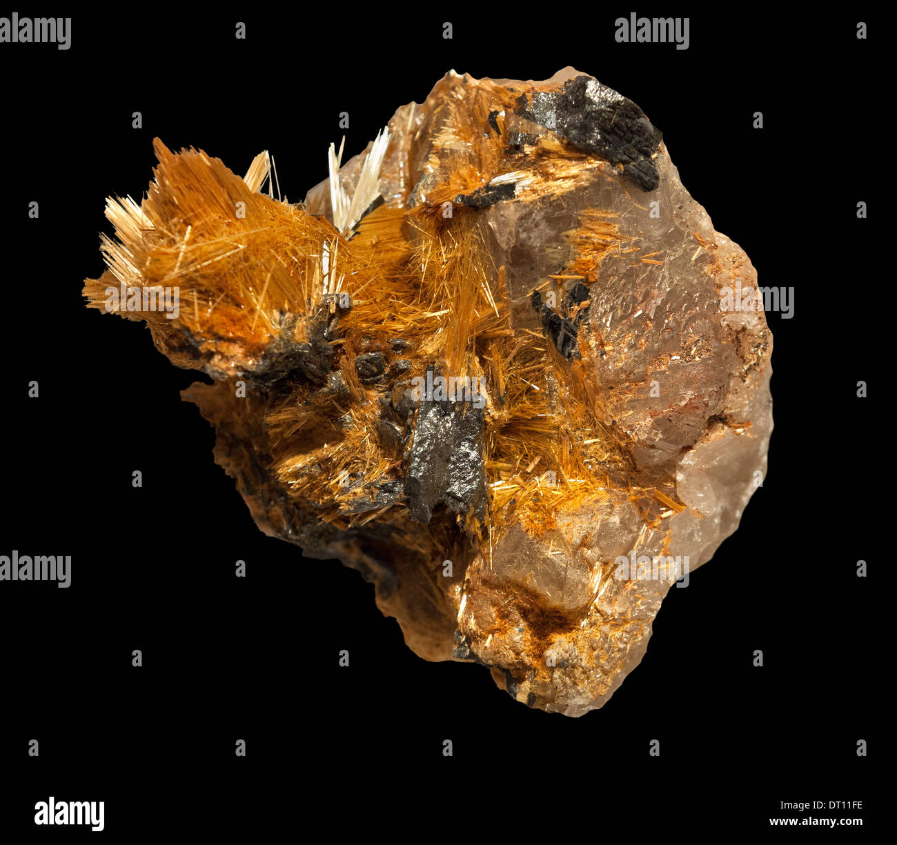 Rutile with Quartz and Hemotite from Brazil Stock Photo