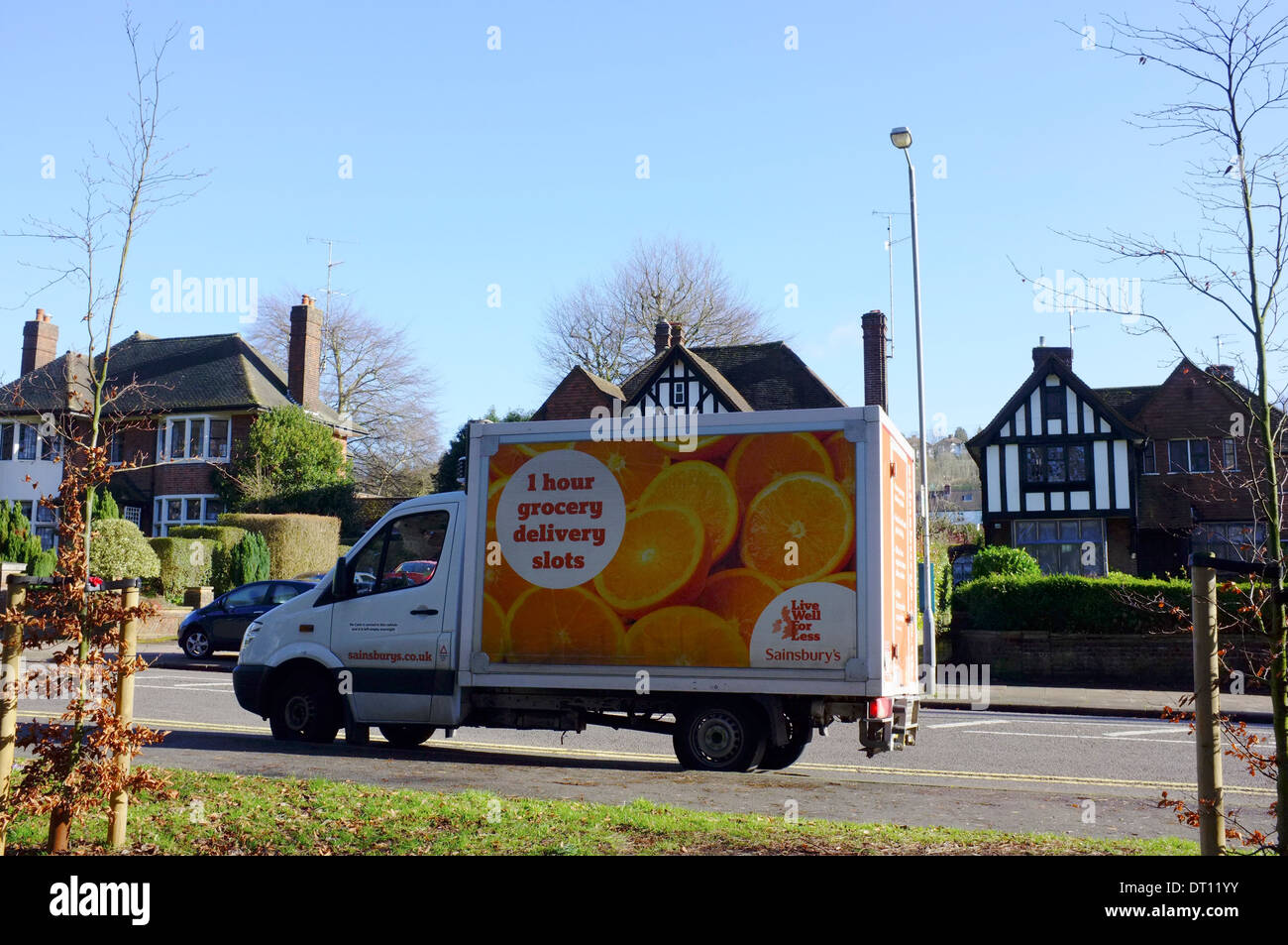 Sainsburys home delivery van outside hires stock photography and