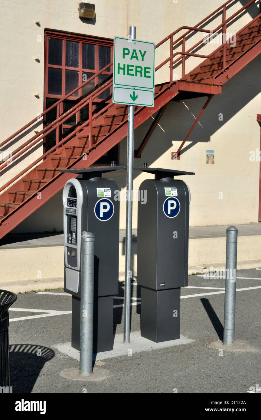 Parking payment station, Fort Mason Center, San Francisco Stock Photo